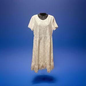 White Lace Dress Women’s Medium Peasant Wedding Cottagecore Doily Goth